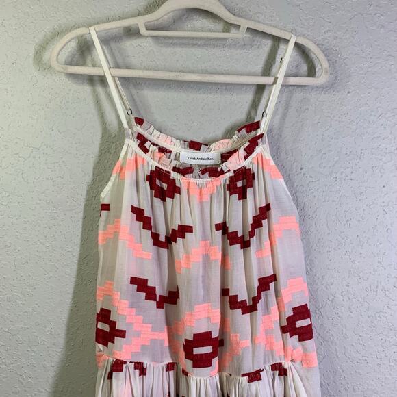 GREEK ARCHAIC KORI Dress Small‎ NWOT Midi Geometric Strap Embroidered Drop Waist - Picture 6 of 15
